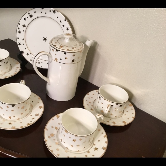 GALAXY FINE PORCELAIN CHINA BY SAKURA 14 KARAT TEA SET FOR 8 - Picture 7 of 11